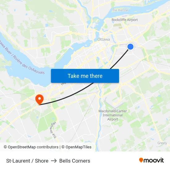 St-Laurent / Shore to Bells Corners map