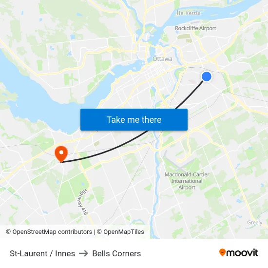 St-Laurent / Innes to Bells Corners map