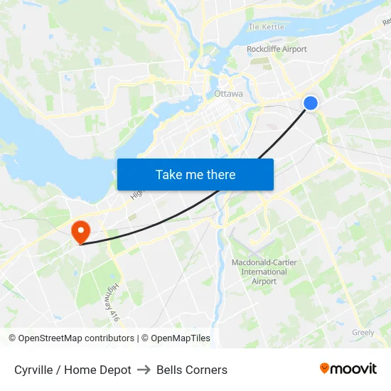 Cyrville / Home Depot to Bells Corners map