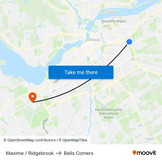 Maxime / Ridgebrook to Bells Corners map
