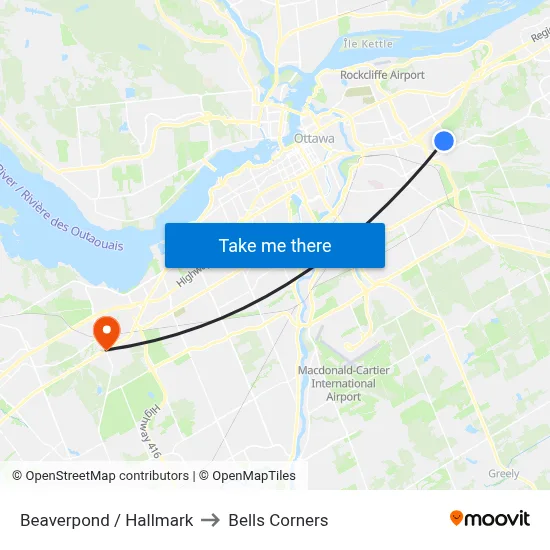 Beaverpond / Hallmark to Bells Corners map