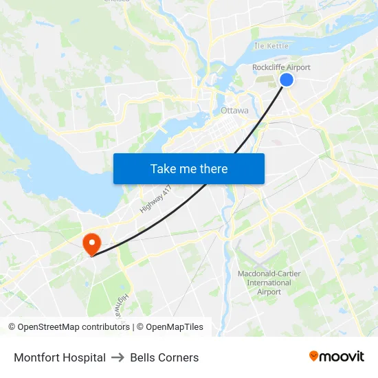Montfort Hospital to Bells Corners map