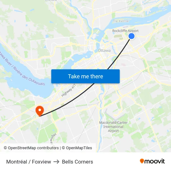 Montréal / Foxview to Bells Corners map