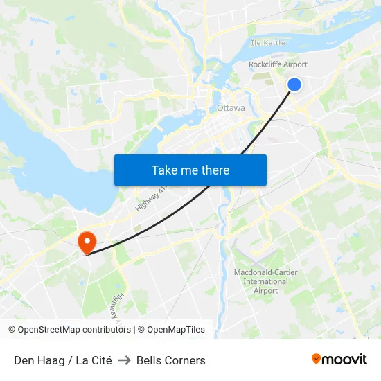 Den Haag / La Cité to Bells Corners map