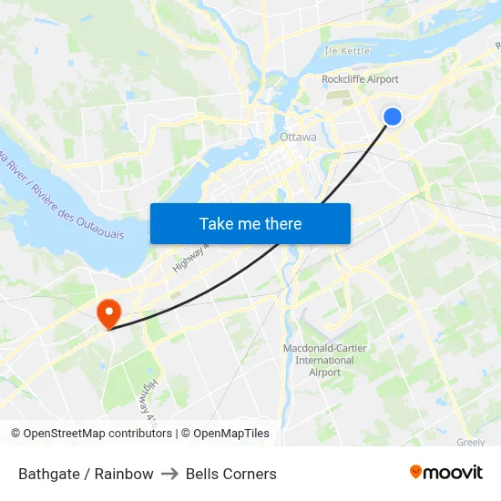 Bathgate / Rainbow to Bells Corners map