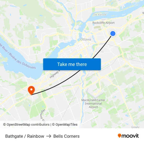 Bathgate / Rainbow to Bells Corners map