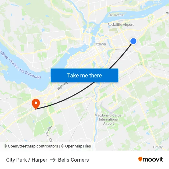 City Park / Harper to Bells Corners map