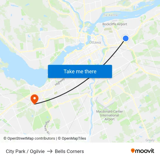 City Park / Ogilvie to Bells Corners map