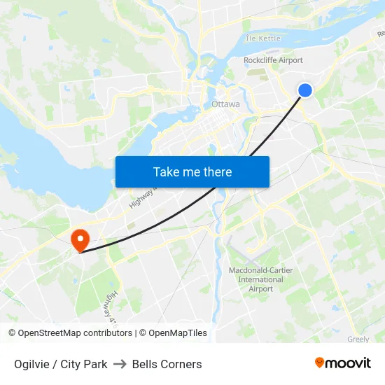 Ogilvie / City Park to Bells Corners map