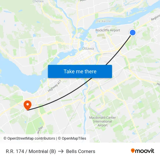 R.R. 174 / Montréal (B) to Bells Corners map