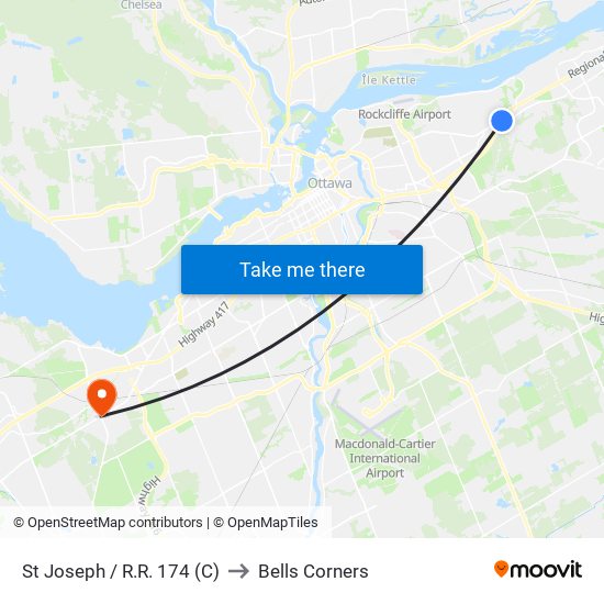 St Joseph / R.R. 174 (C) to Bells Corners map