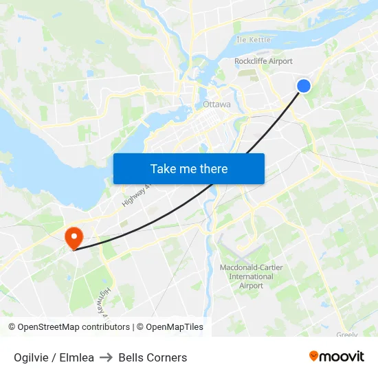 Ogilvie / Elmlea to Bells Corners map