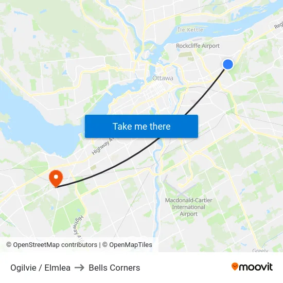 Ogilvie / Elmlea to Bells Corners map