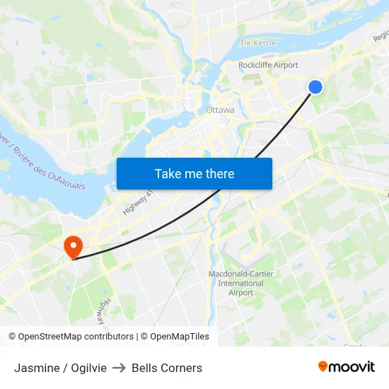 Jasmine / Ogilvie to Bells Corners map