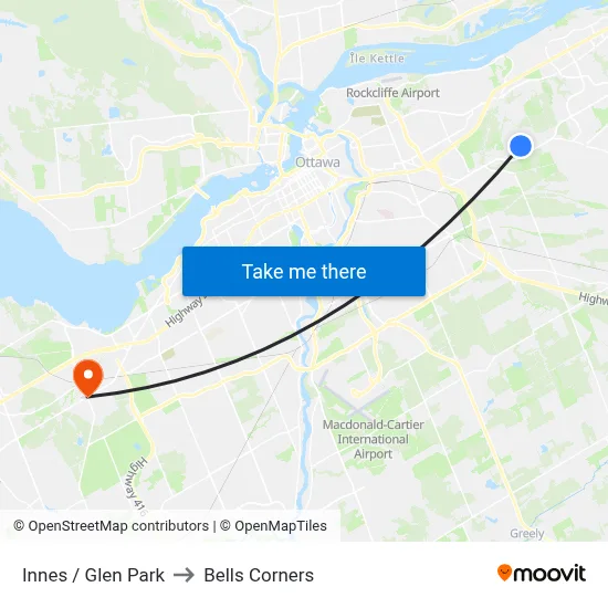 Innes / Glen Park to Bells Corners map
