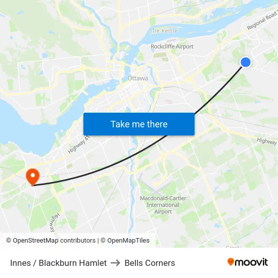 Innes / Blackburn Hamlet to Bells Corners map