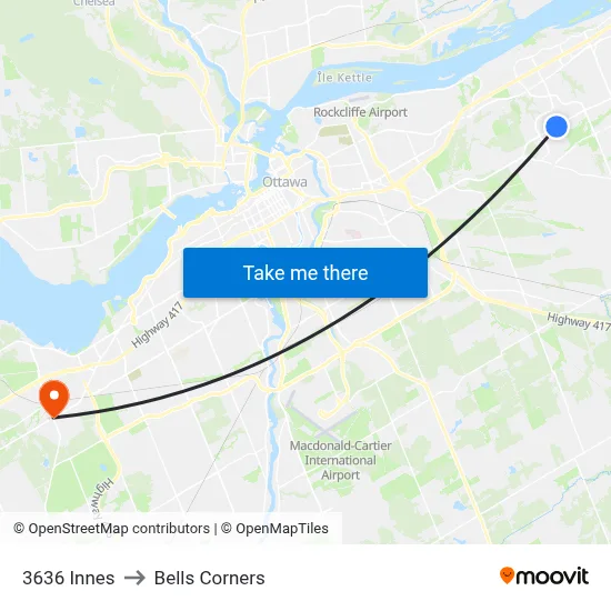 3636 Innes to Bells Corners map