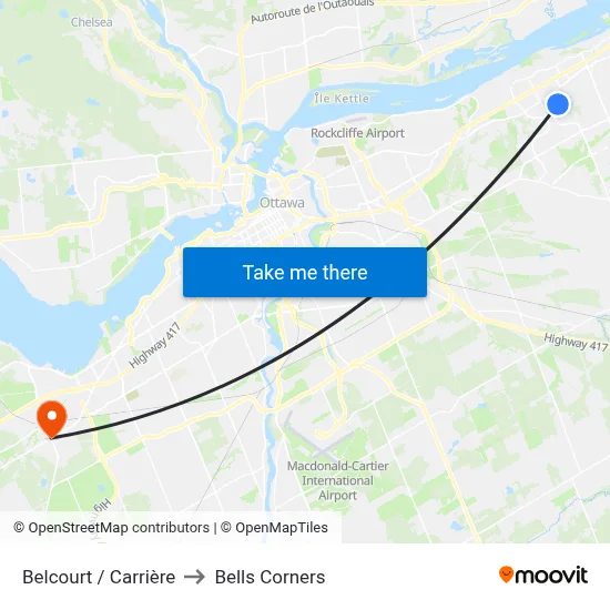 Belcourt / Carrière to Bells Corners map