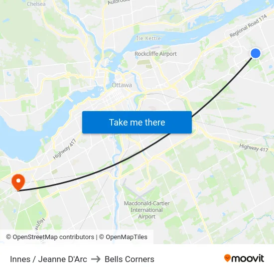 Innes / Jeanne D'Arc to Bells Corners map