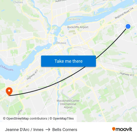 Jeanne D'Arc / Innes to Bells Corners map