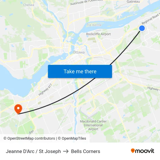Jeanne D'Arc / St Joseph to Bells Corners map
