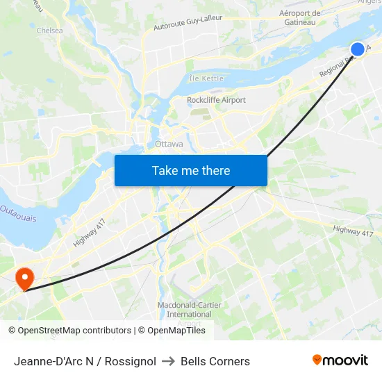 Jeanne-D'Arc N / Rossignol to Bells Corners map