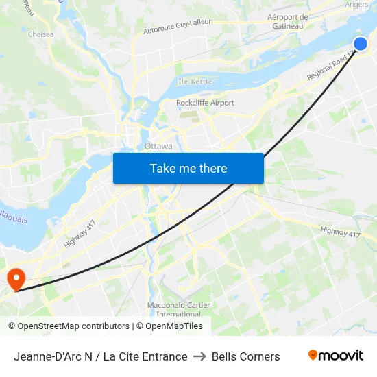 Jeanne-D'Arc N / La Cite Entrance to Bells Corners map