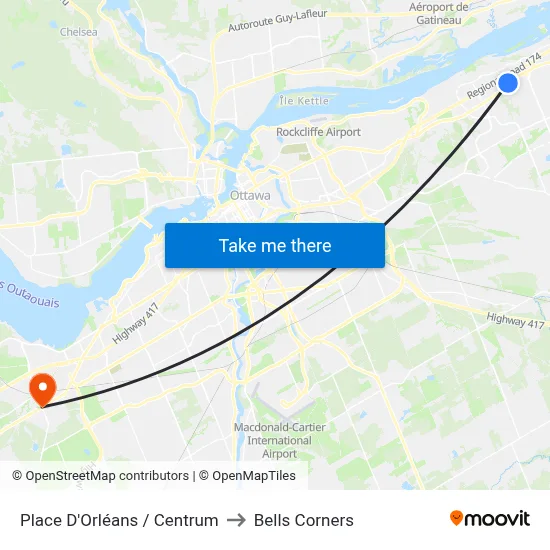 Place D'Orléans / Centrum to Bells Corners map