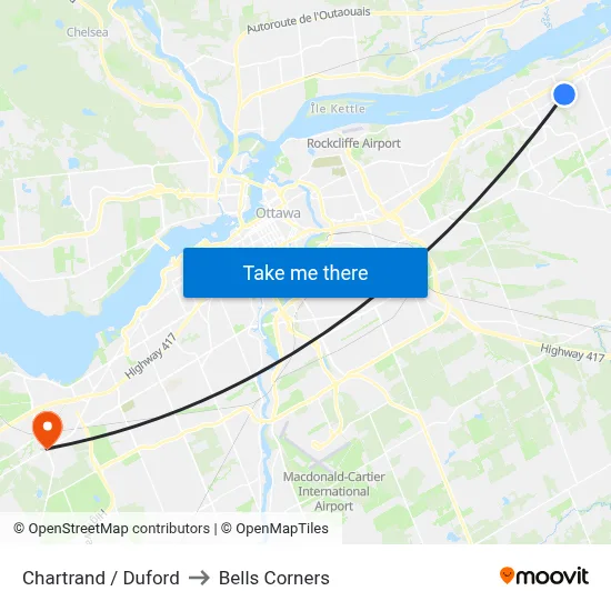 Chartrand / Duford to Bells Corners map