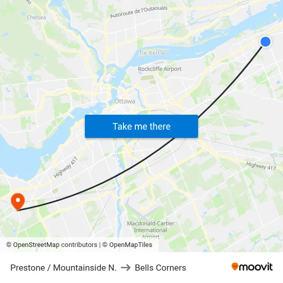 Prestone / Mountainside N. to Bells Corners map