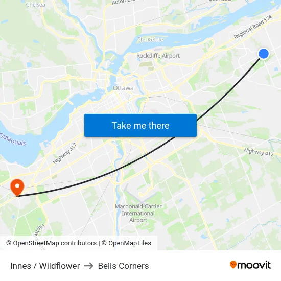 Innes / Wildflower to Bells Corners map