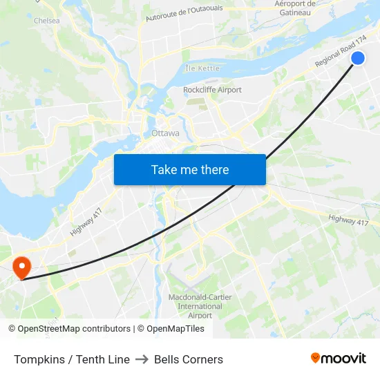 Tompkins / Tenth Line to Bells Corners map