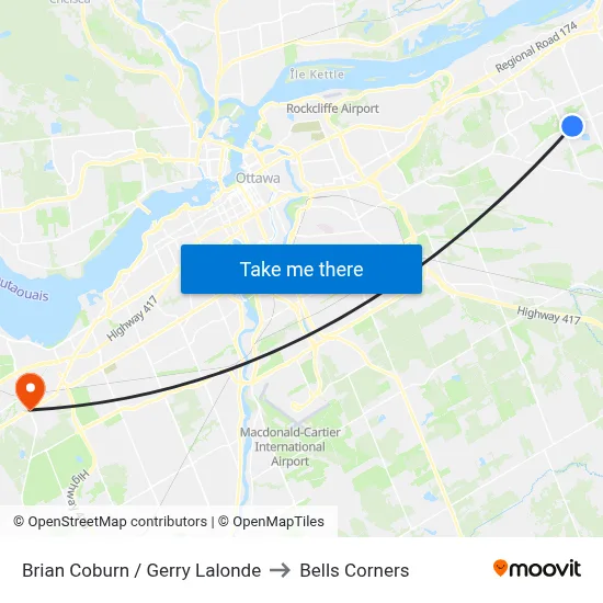 Brian Coburn / Gerry Lalonde to Bells Corners map