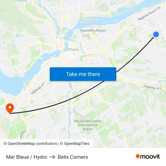 Mer Bleue / Hydro to Bells Corners map