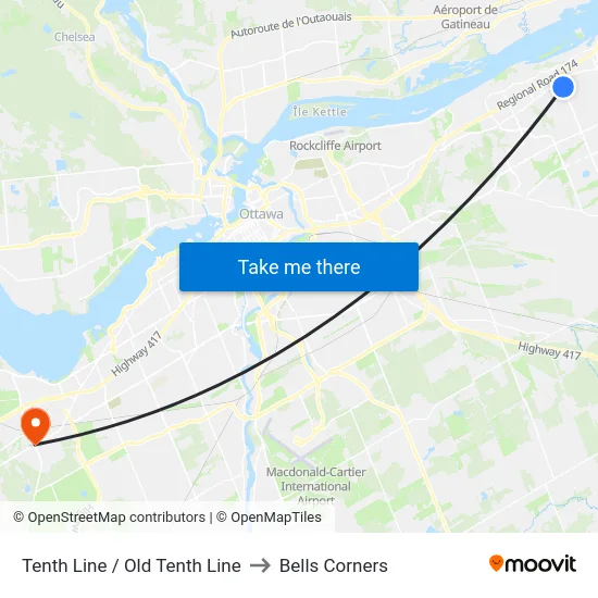Tenth Line / Old Tenth Line to Bells Corners map