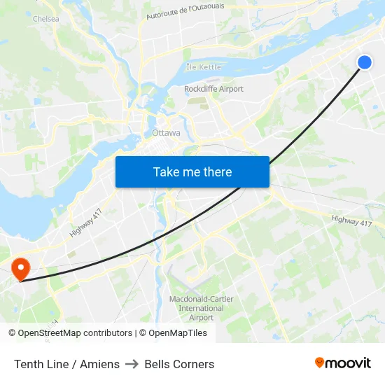 Tenth Line / Amiens to Bells Corners map