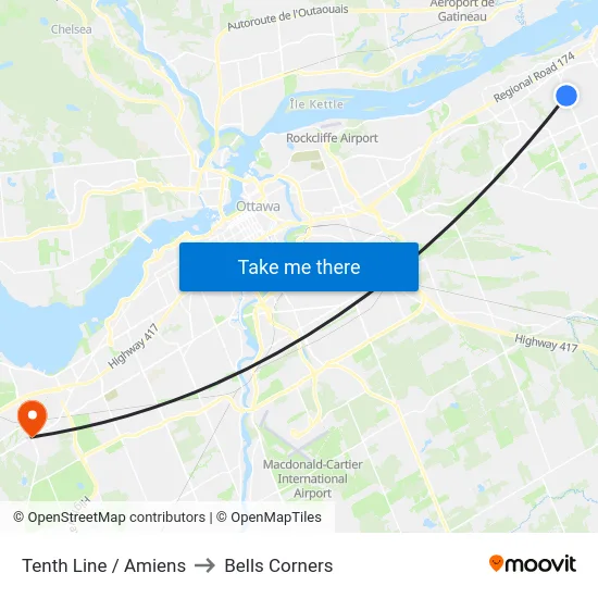 Tenth Line / Amiens to Bells Corners map
