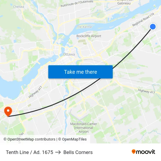 Tenth Line / Ad. 1675 to Bells Corners map
