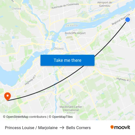 Princess Louise / Marjolaine to Bells Corners map