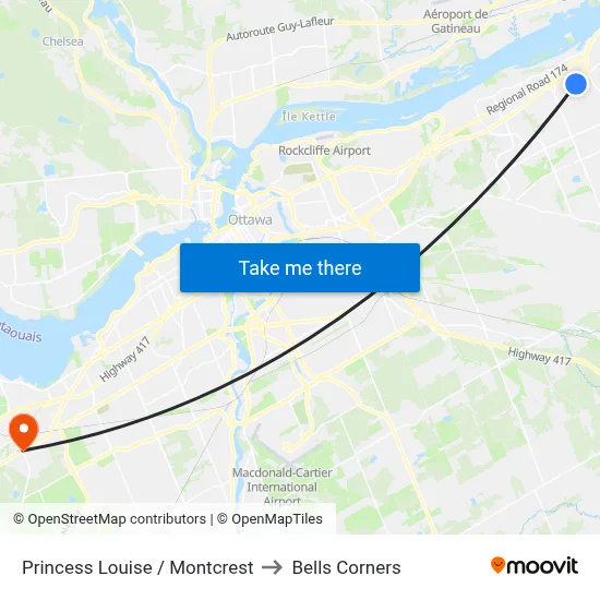 Princess Louise / Montcrest to Bells Corners map