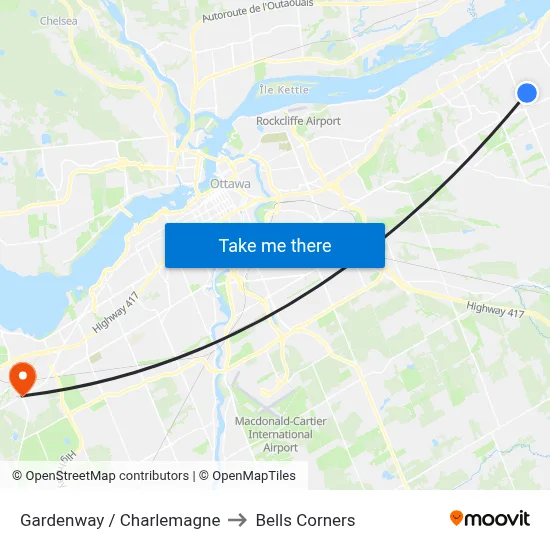 Gardenway / Charlemagne to Bells Corners map
