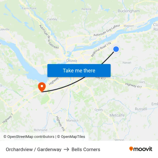 Orchardview / Gardenway to Bells Corners map