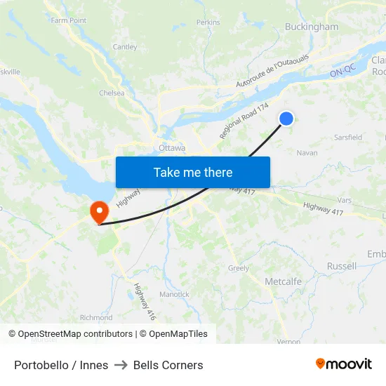 Portobello / Innes to Bells Corners map
