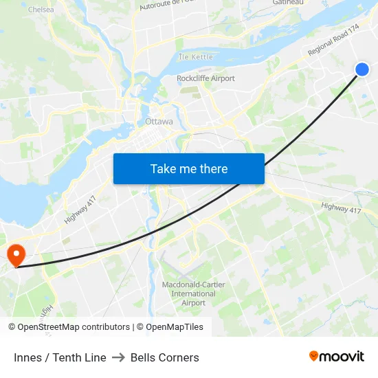 Innes / Tenth Line to Bells Corners map