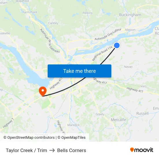 Taylor Creek / Trim to Bells Corners map