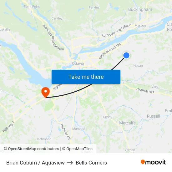 Brian Coburn / Aquaview to Bells Corners map