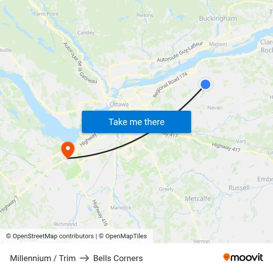 Millennium / Trim to Bells Corners map
