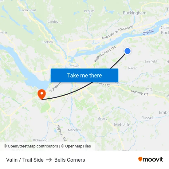 Valin / Trail Side to Bells Corners map
