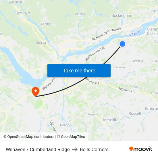 Wilhaven / Cumberland Ridge to Bells Corners map