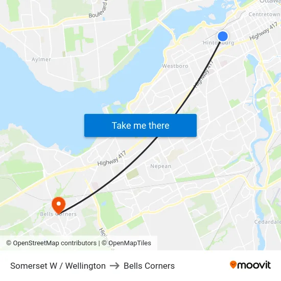 Somerset W / Wellington to Bells Corners map